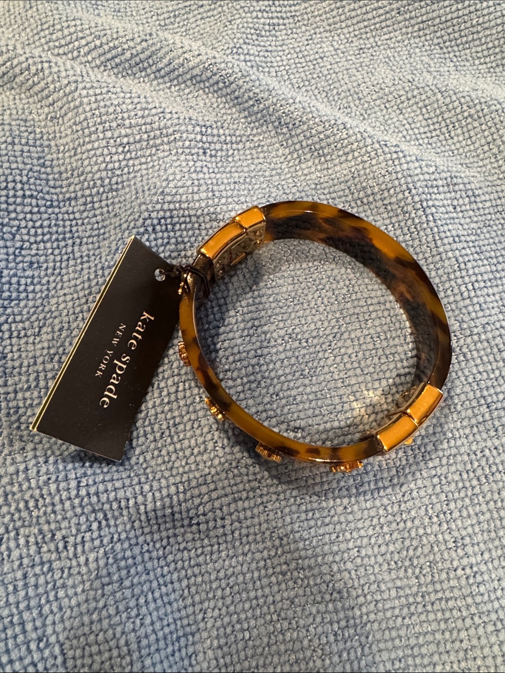 kate spade Tortoiseshell Resin Hinged Bangle with Gold Accents
